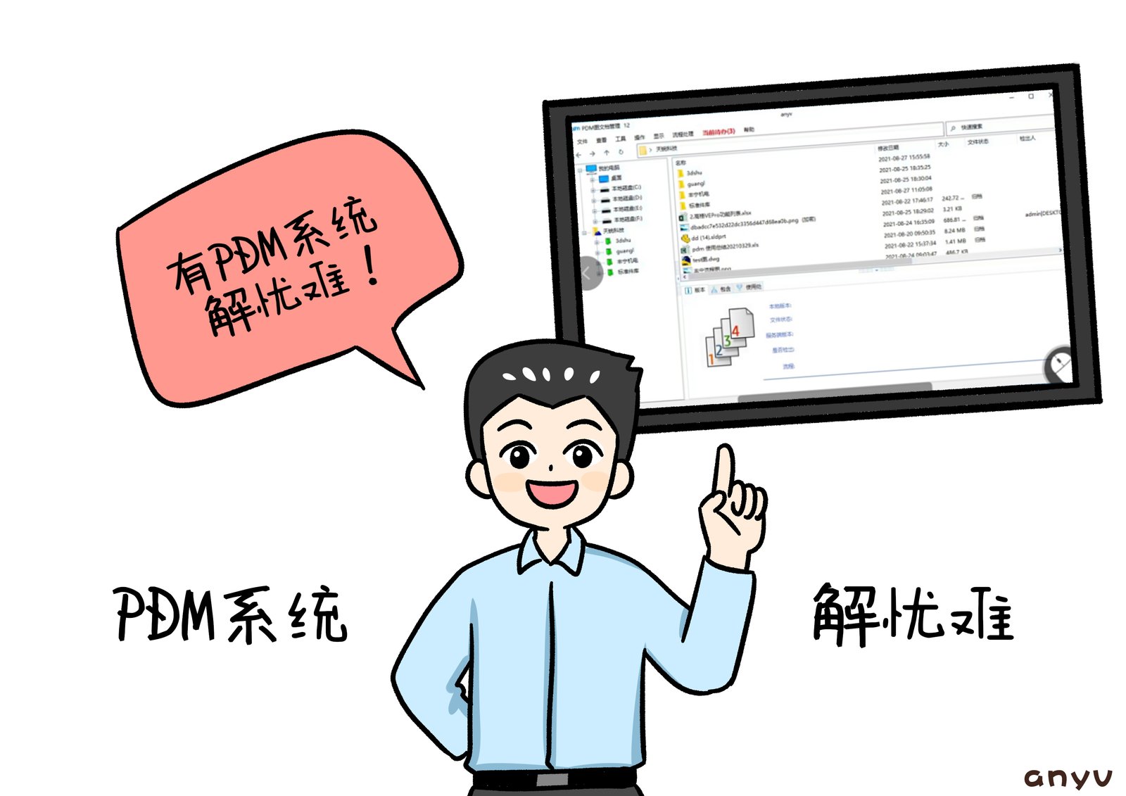 漫画：有PDM系统解忧难，图文档管理器界面